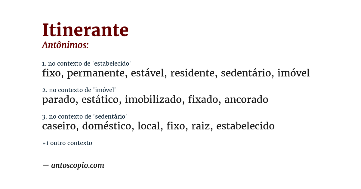 Antônimo de itinerante