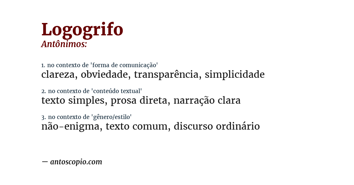 Antônimo de logogrifo