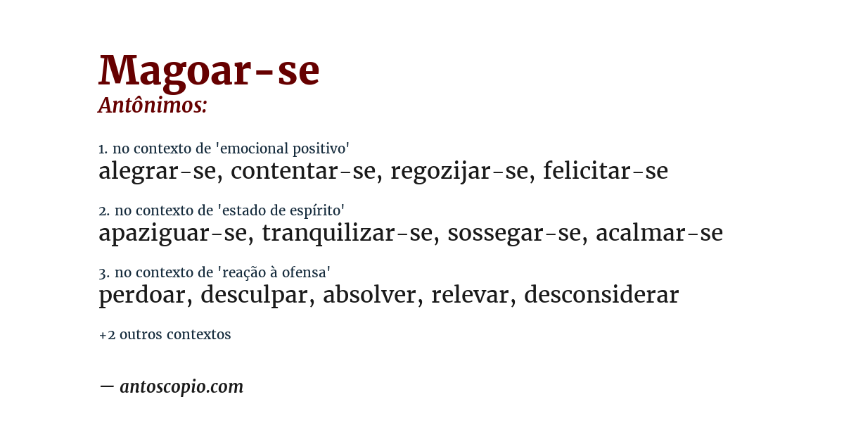 Antônimo de magoar-se
