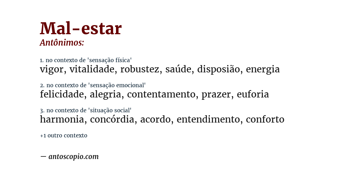 Antônimo de mal-estar