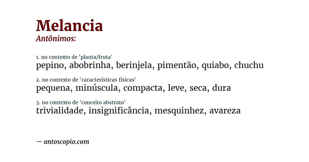 Antônimo de melancia