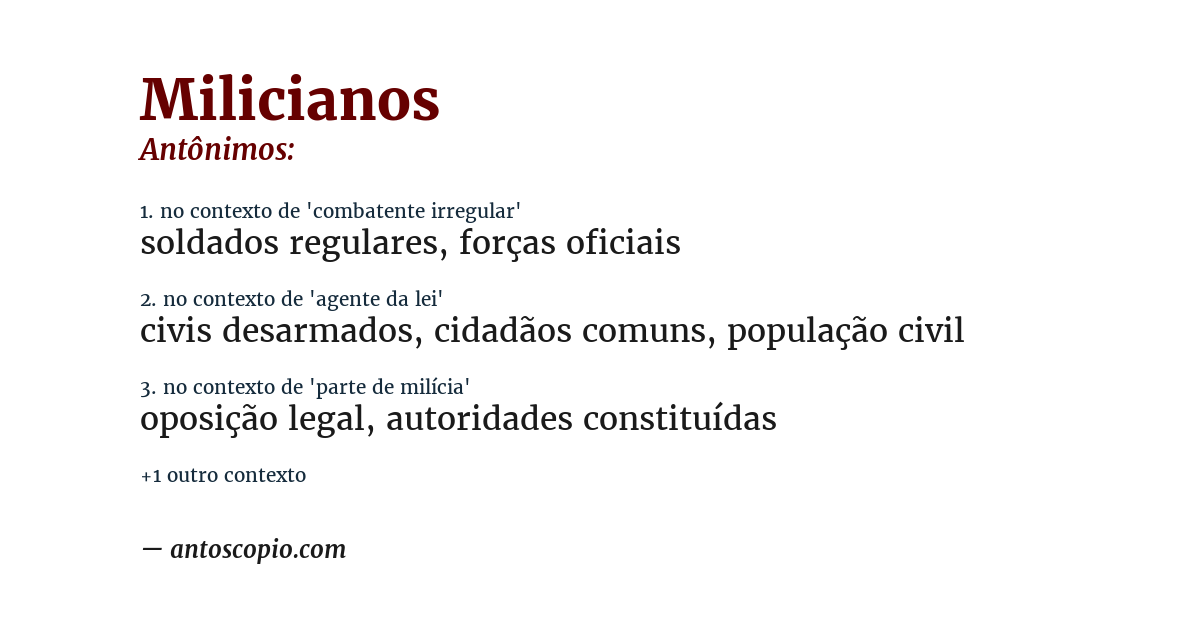 Antônimo de milicianos