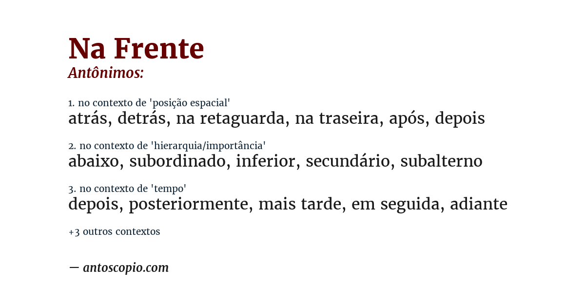 Antônimo de na frente