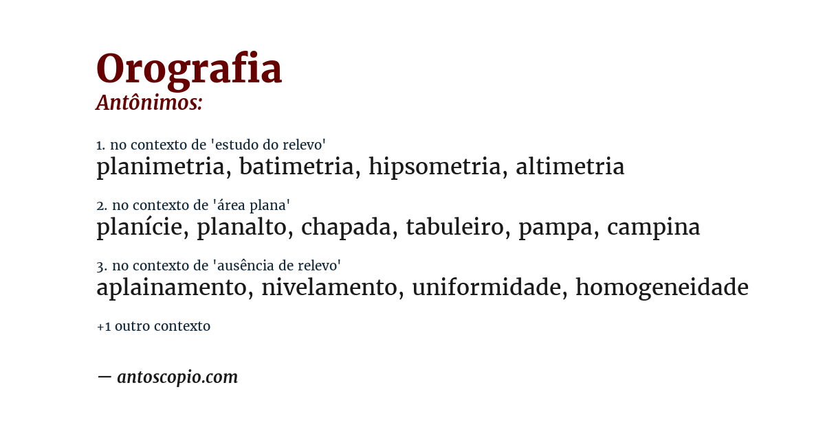 Antônimo de orografia