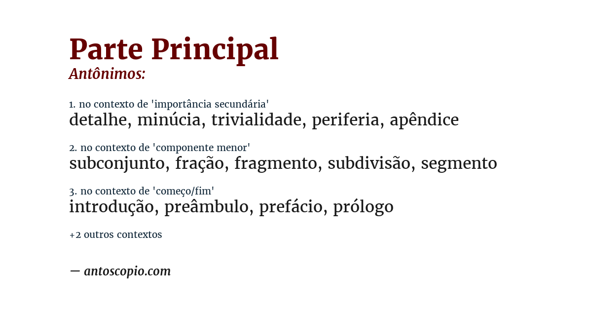 Antônimo de parte principal