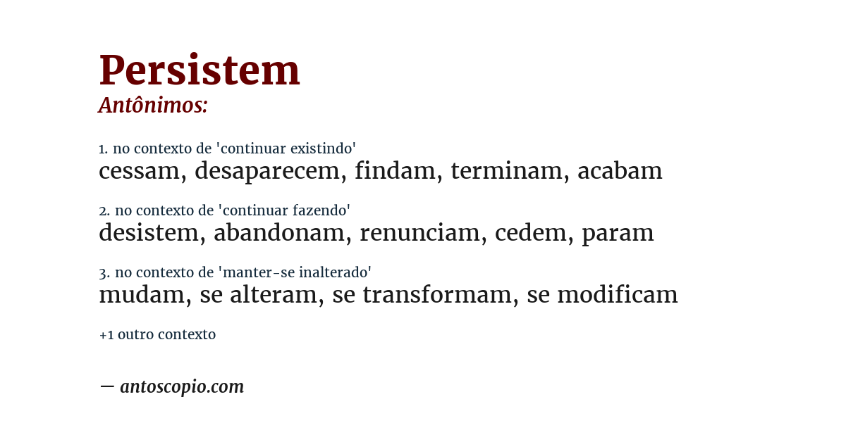 Antônimo de persistem
