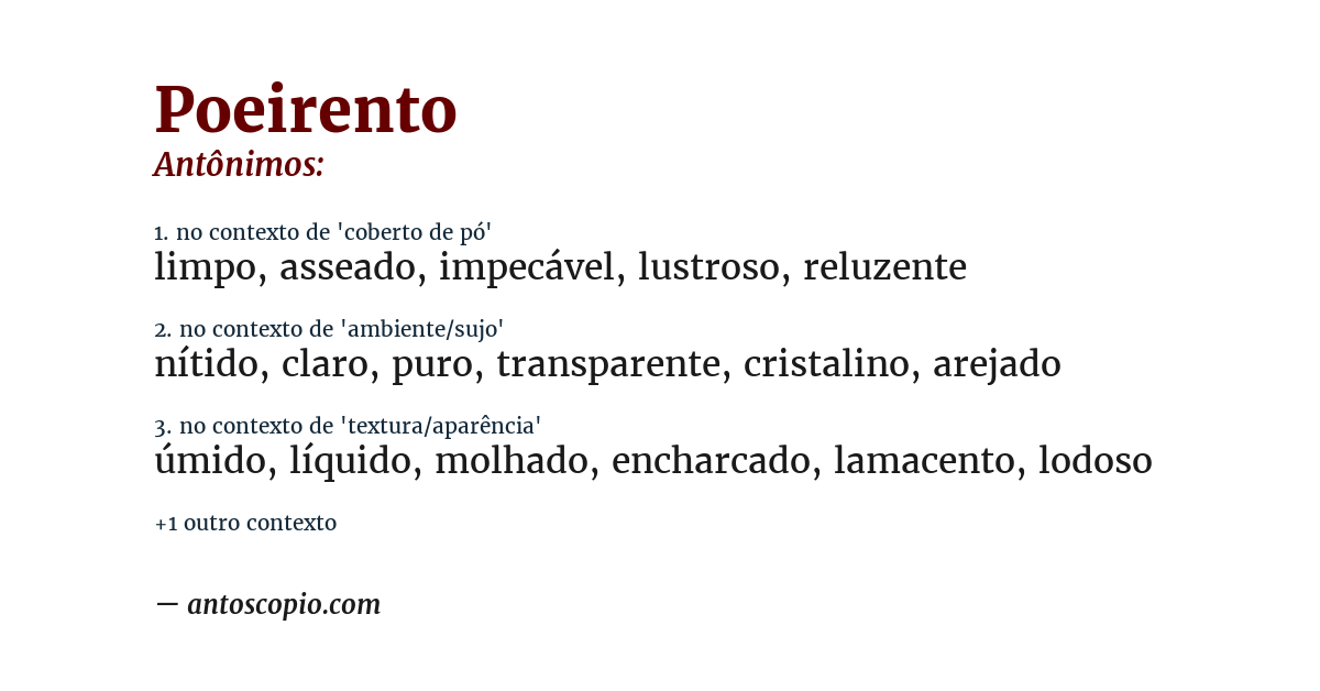 Antônimo de poeirento