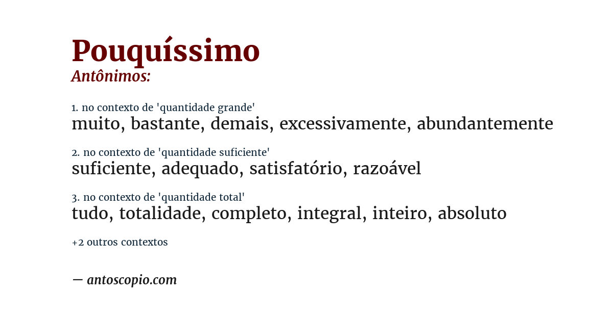 Antônimo de pouquíssimo