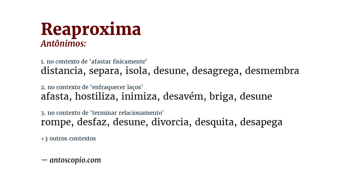 Antônimo de reaproxima