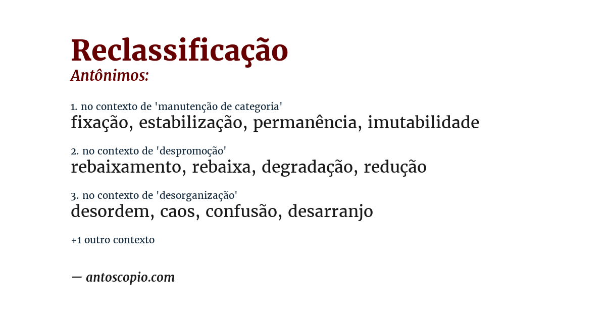 Antônimo de reclassificação