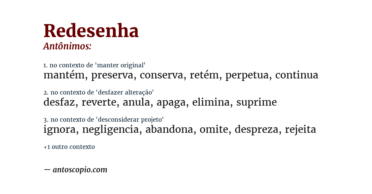 Antônimo de redesenha