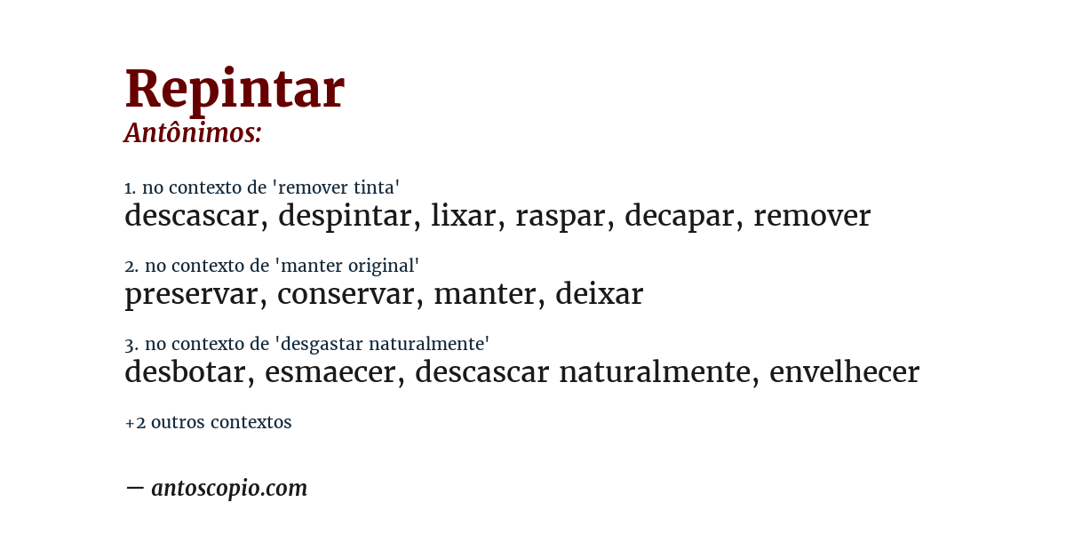 Antônimo de repintar