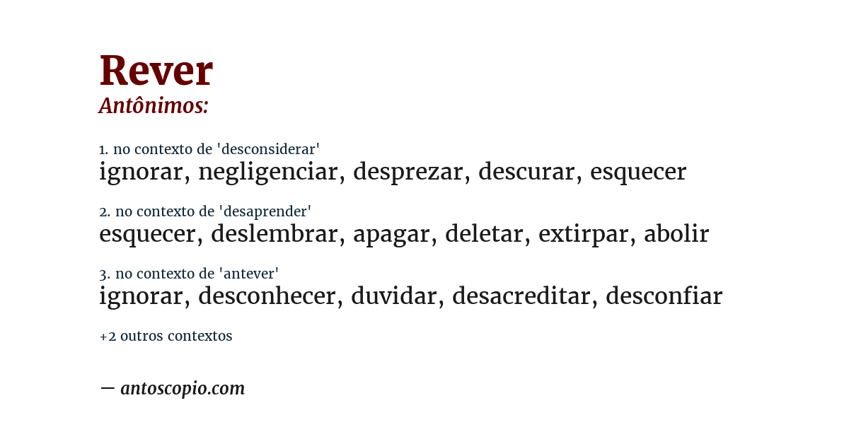 Antônimo de rever