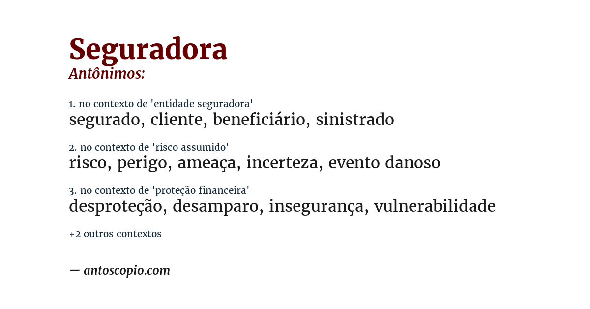 Antônimo de seguradora