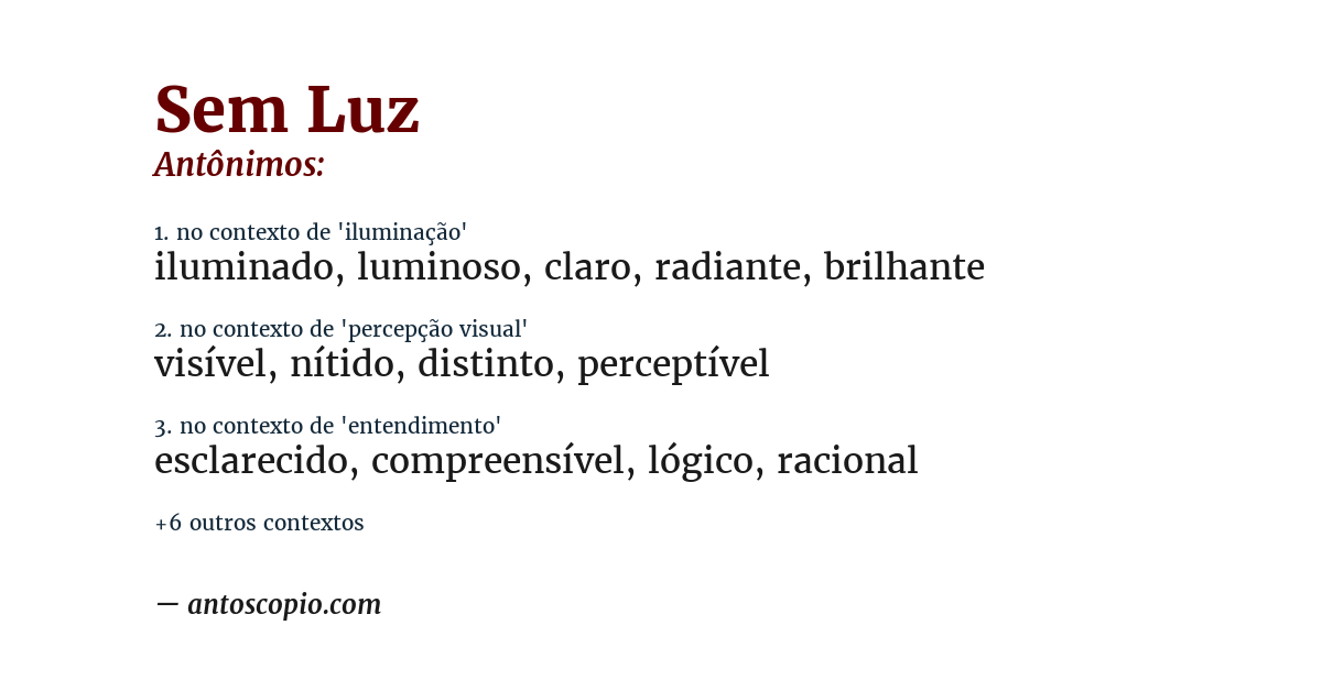 Antônimo de sem luz