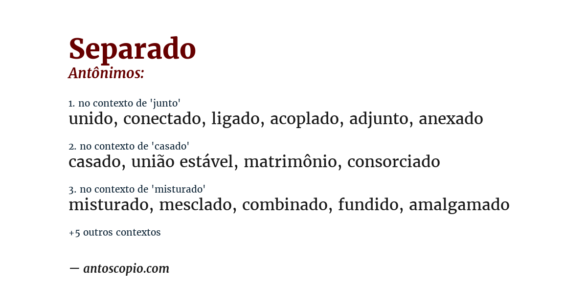 Antônimo de separado