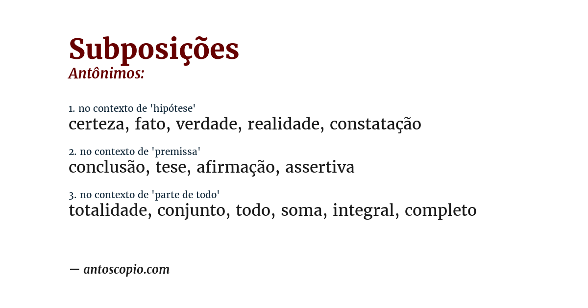 Antônimo de subposições