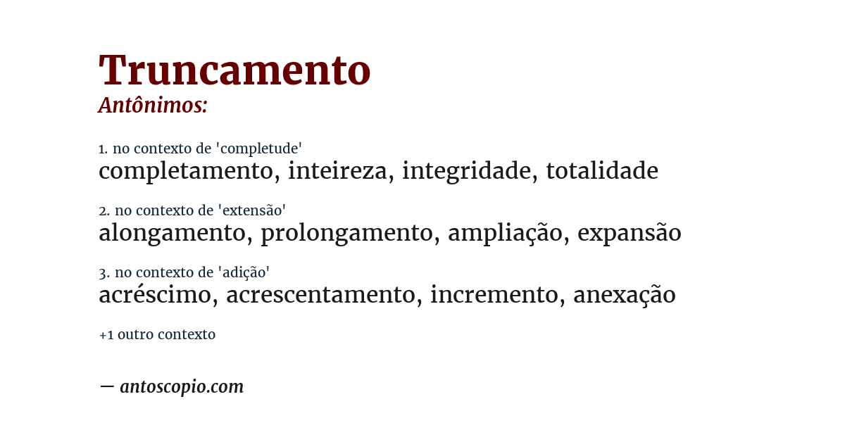 Antônimo de truncamento