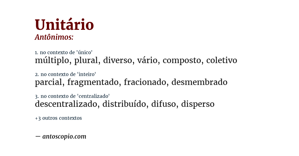 Antônimo de unitário