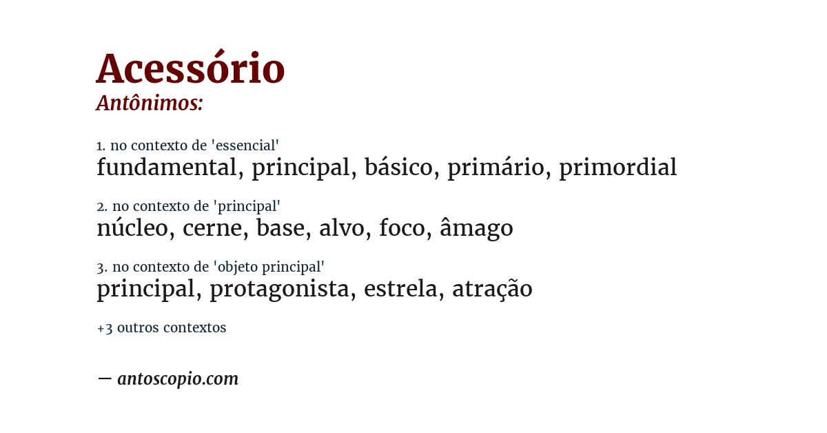 Antônimo de acessório