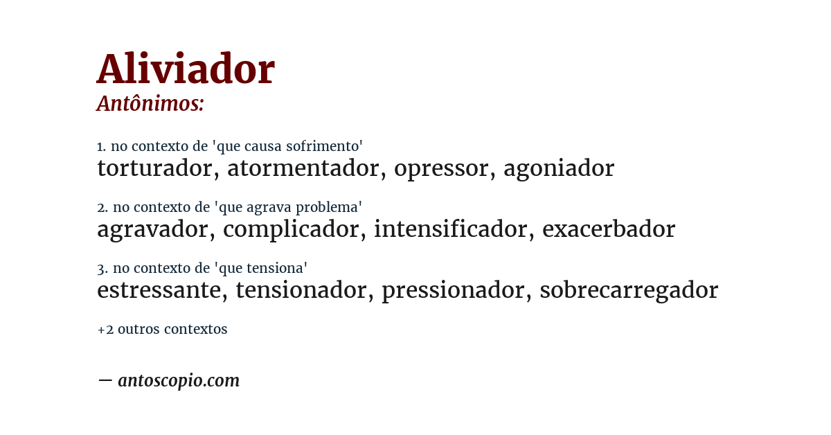 Antônimo de aliviador