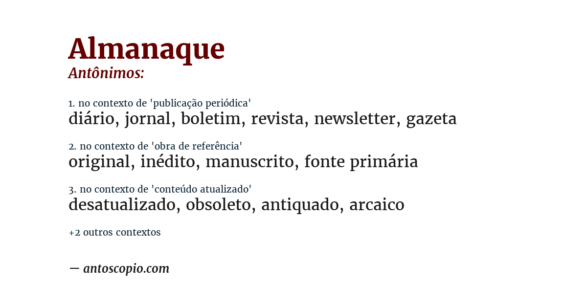 Antônimo de almanaque