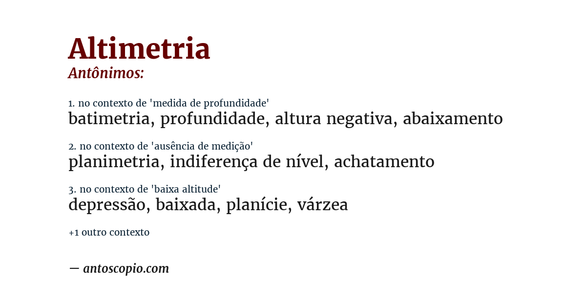 Antônimo de altimetria