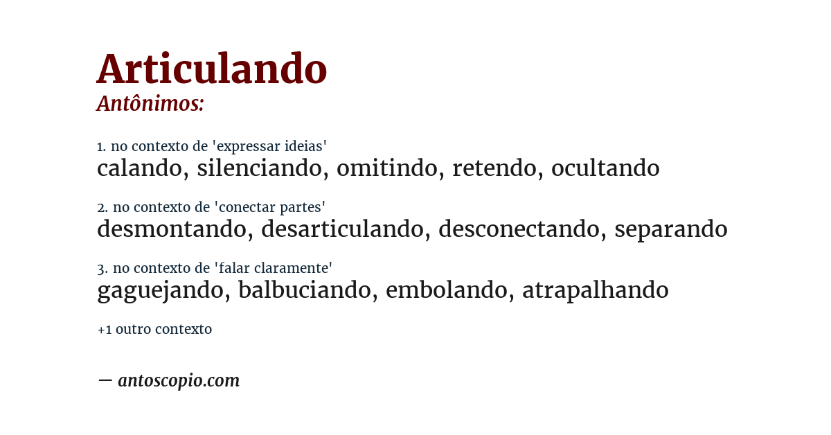 Antônimo de articulando