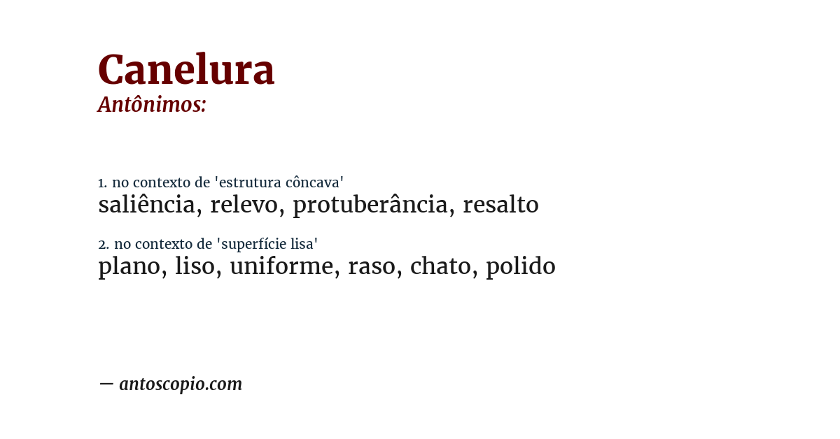 Antônimo de canelura