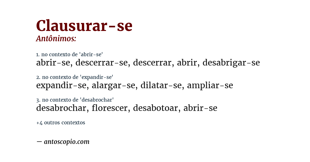 Antônimo de clausurar-se