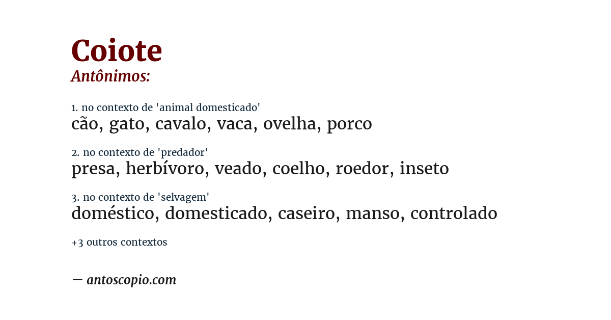 Antônimo de coiote