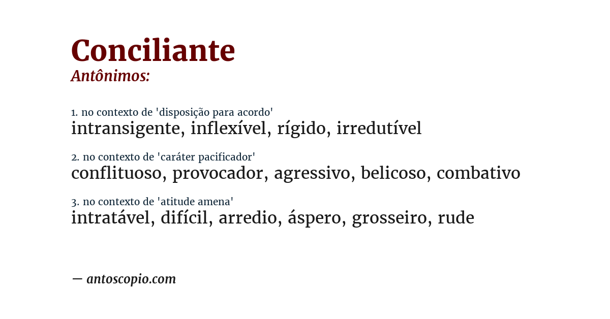Antônimo de conciliante