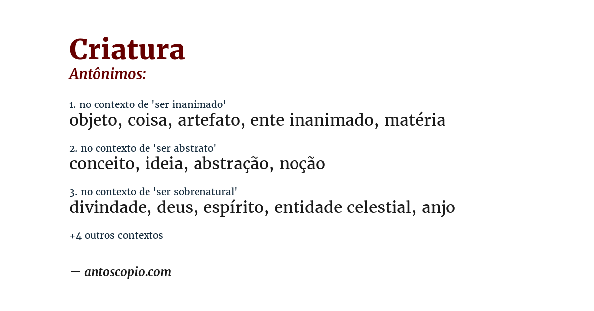 Antônimo de criatura