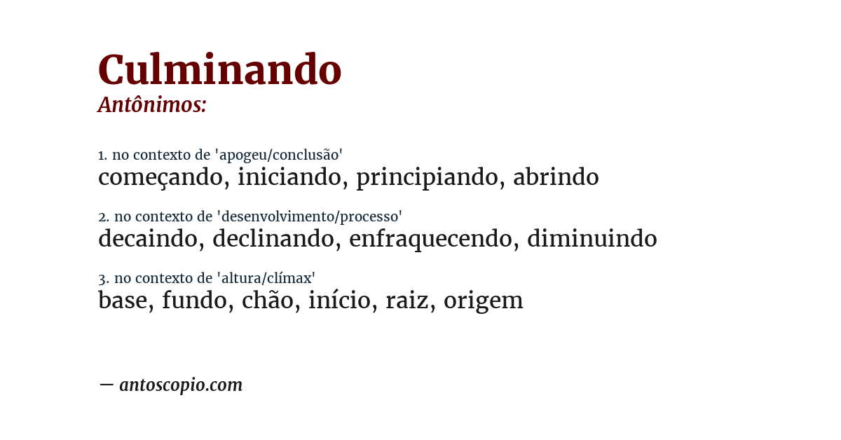Antônimo de culminando