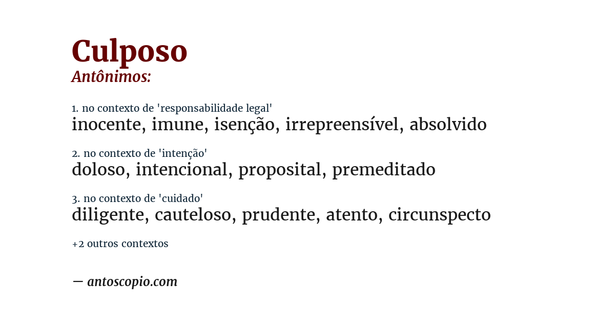 Antônimo de culposo