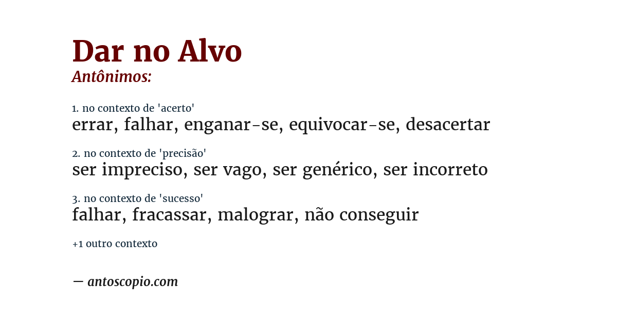 Antônimo de dar no alvo