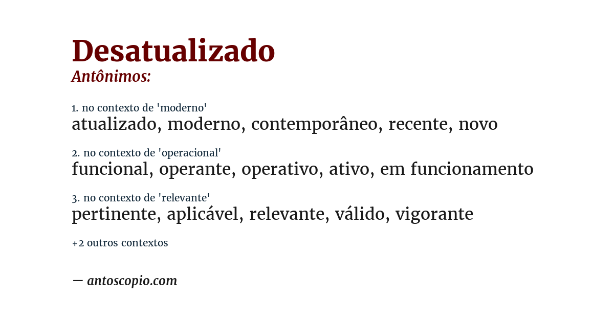 Antônimo de desatualizado