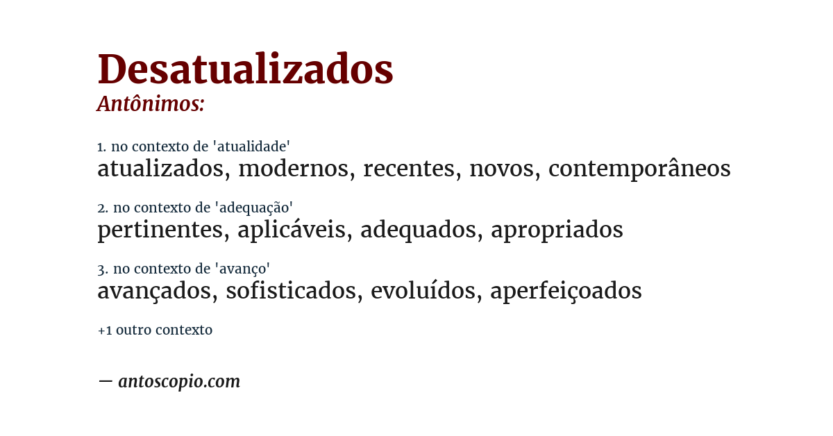 Antônimo de desatualizados