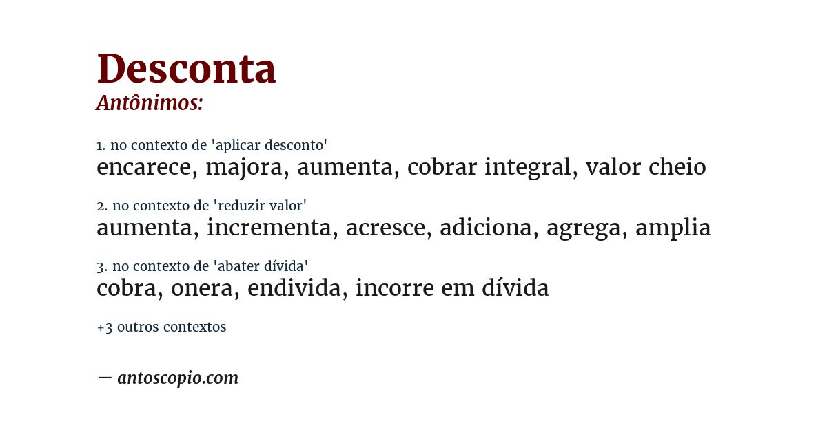 Antônimo de desconta