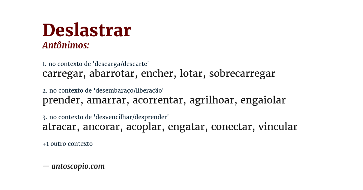 Antônimo de deslastrar