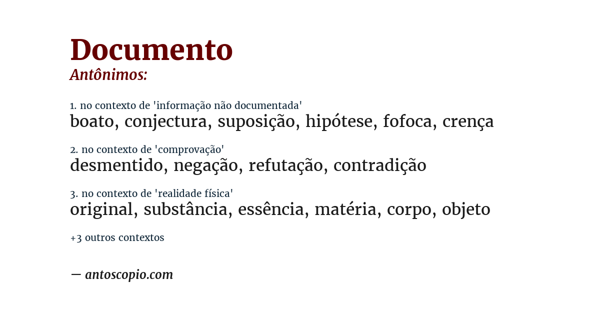 Antônimo de documento
