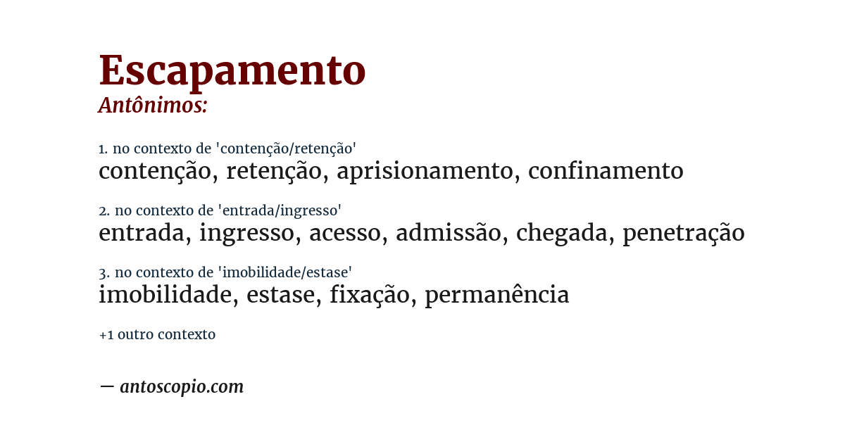 Antônimo de escapamento