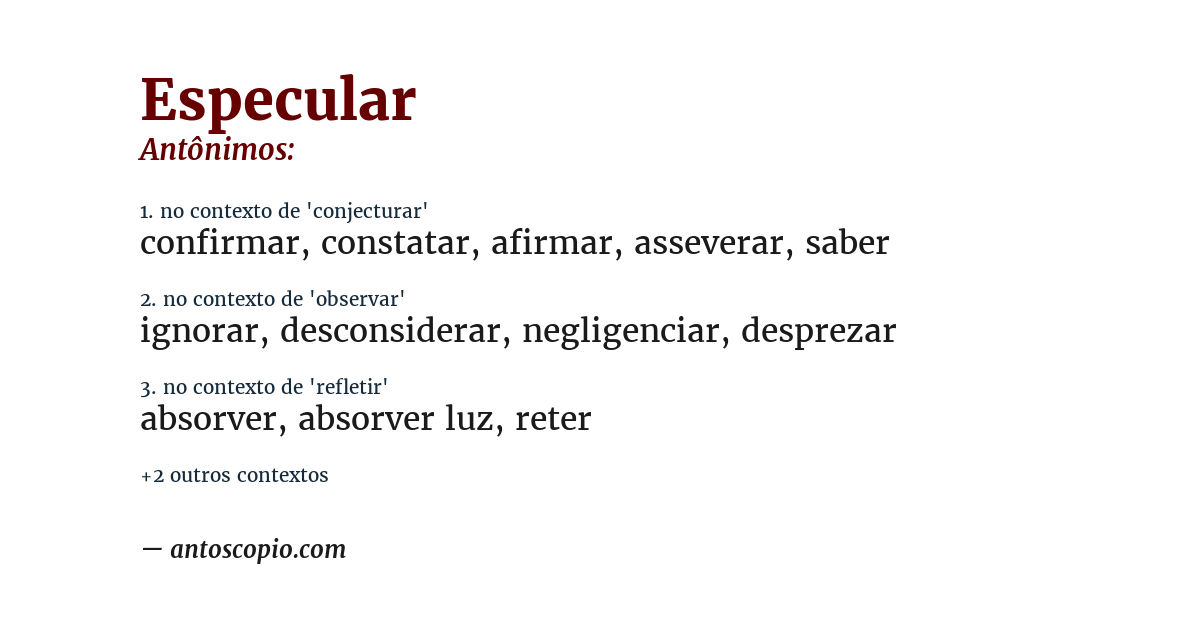 Antônimo de especular