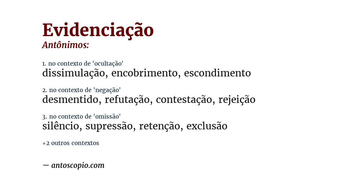 Antônimo de evidenciação