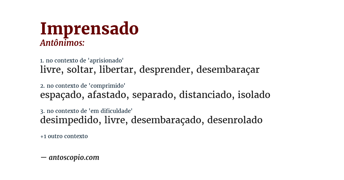 Antônimo de imprensado