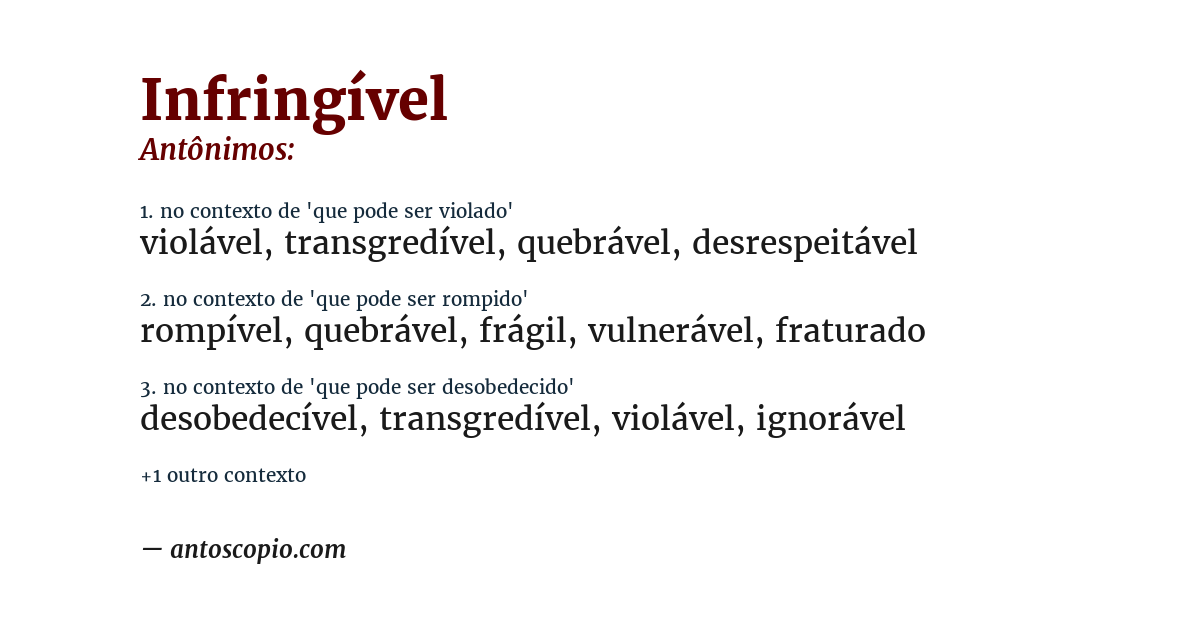 Antônimo de infringível
