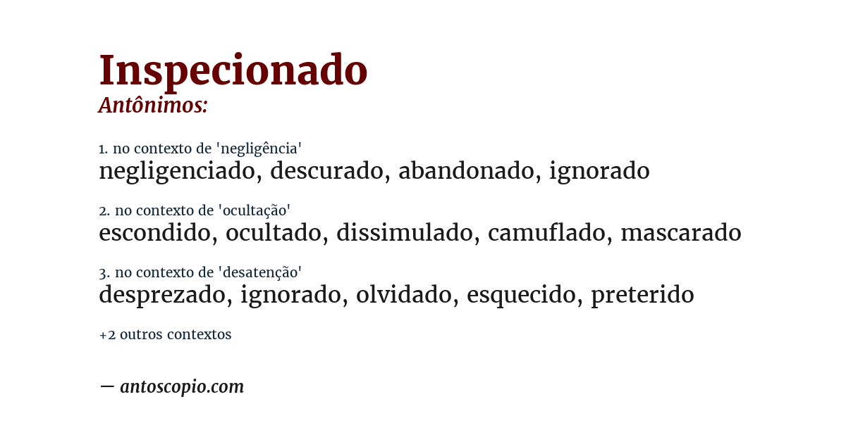 Antônimo de inspecionado