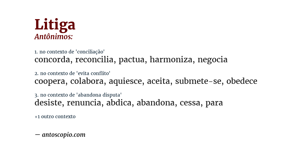 Antônimo de litiga