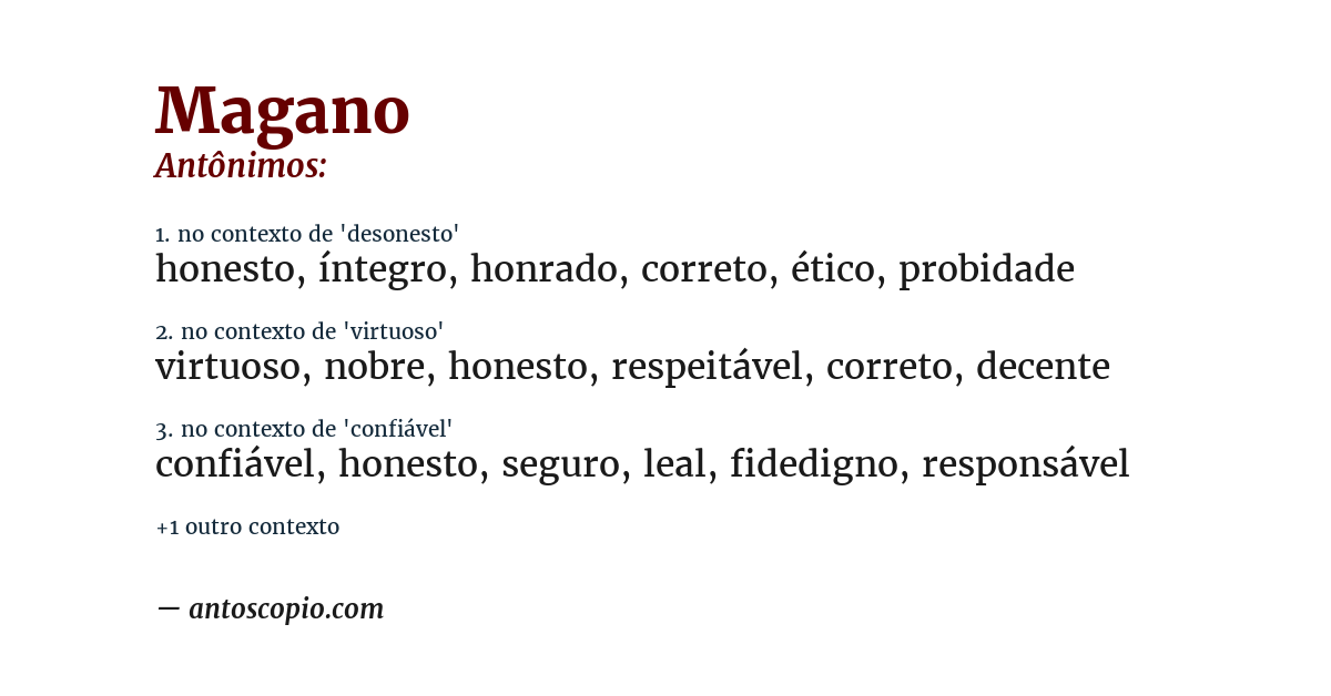 Antônimo de magano