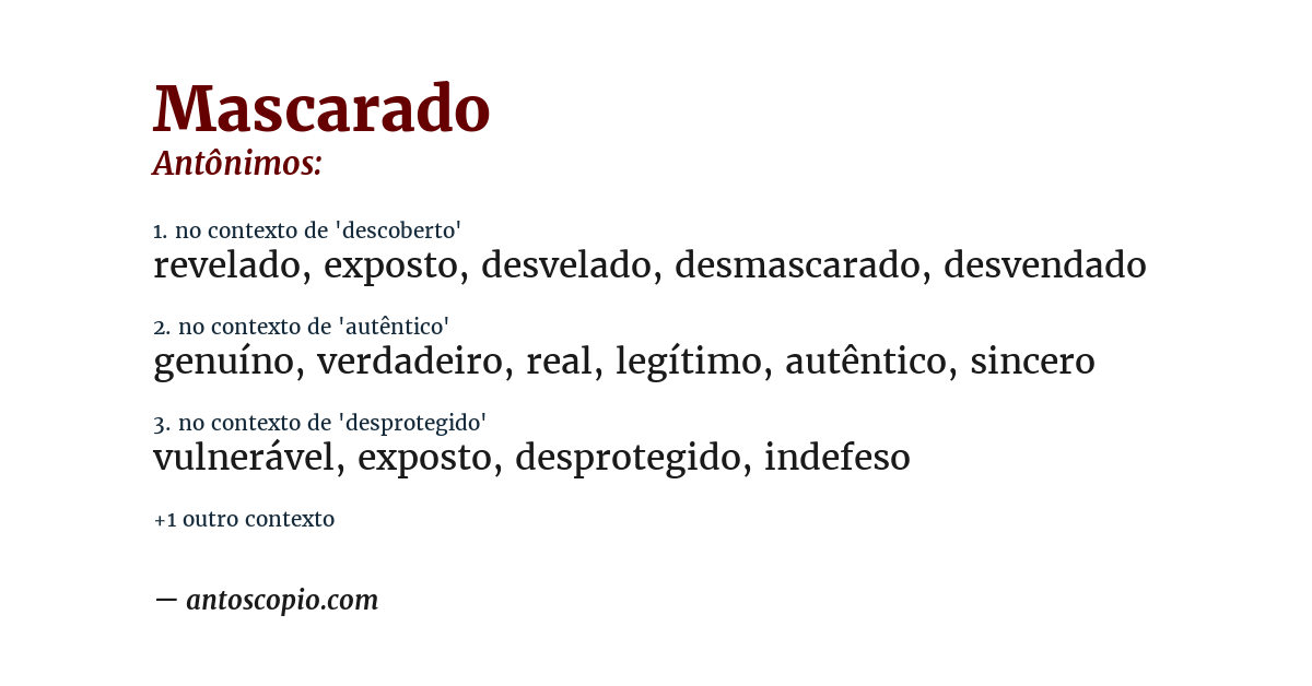 Antônimo de mascarado